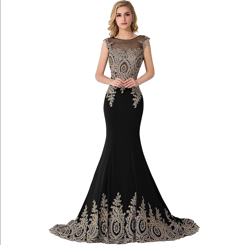 Long Prom Dress Embellished Mermaid Dress Satin - Picture 1 of 8